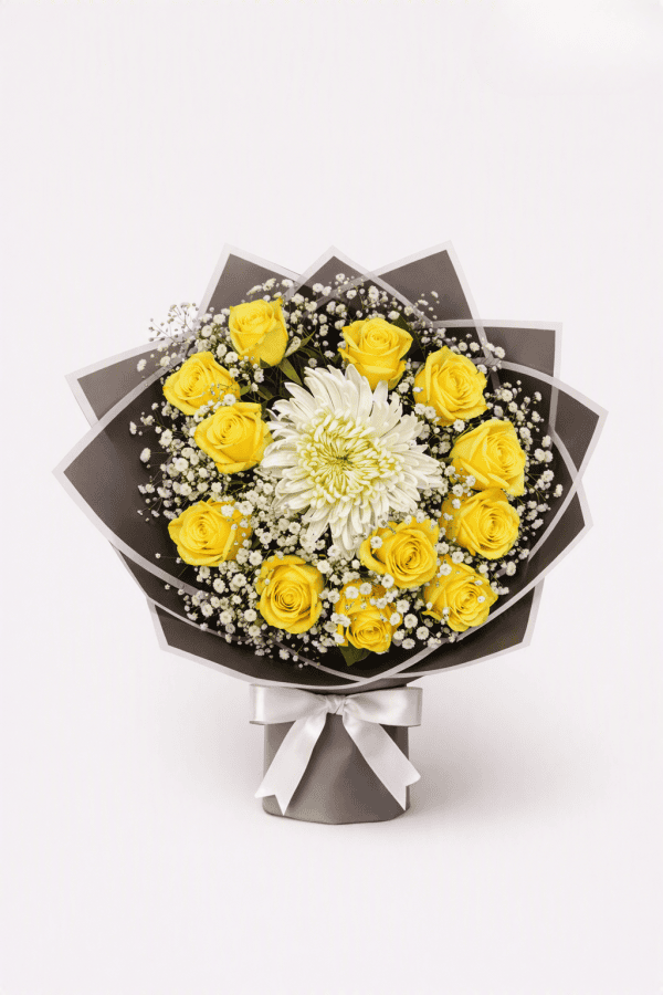 39 Sunshine & Snow Spider Mum Bouquet