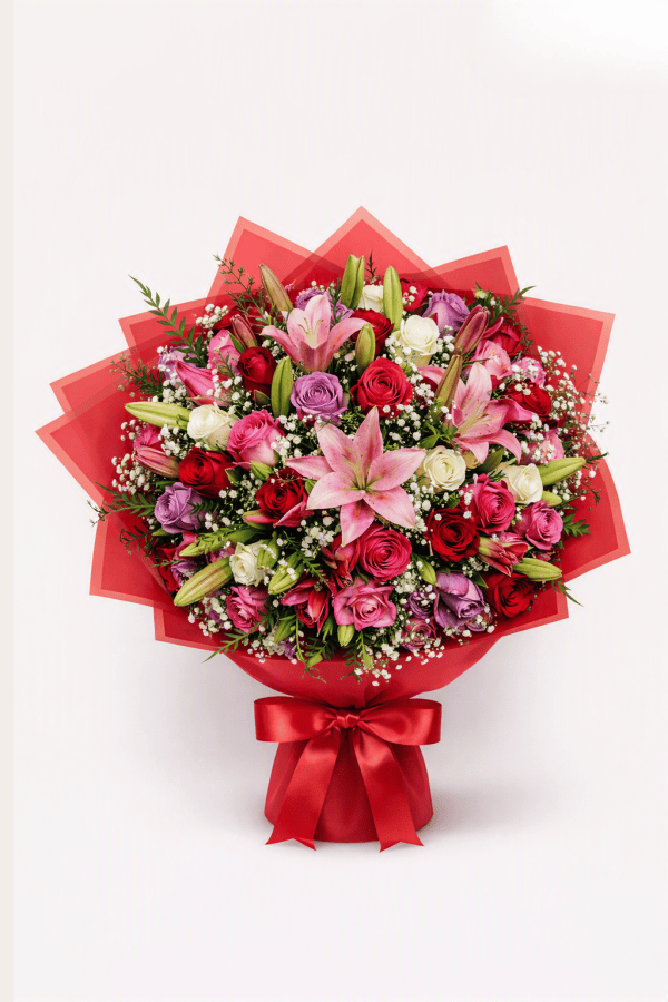 40 Royal Stargazer & Mixed Rose Bouquet