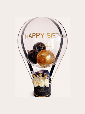 fc15 Luxury Birthday Balloon & Rose Hat Box Hamper